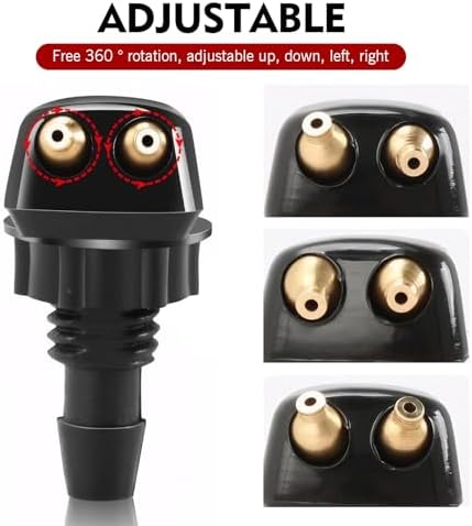10 PCS Windshield Washer Nozzles Kit, Adjustable Front Hood Jet Kit with Hose, Double-hole Windscreen Wiper Spray Set, Universal for Most Cars, Trucks, SUVs (Multicolored) - Image 4