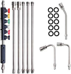 LIULO TOOL 9 Pack Pressure Washer Extension Wand, Stainless Steel Power Washer Lance with 6 Nozzle Tips for Gutter Cleaning, 3 Gutter Cleaner Attachments Curved Rod, 1/4 inch Quick Connect, 4000 PSI by LIULOTOOL