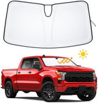 Foldable Front Window Windshield Sunshade Compatible with 2019-2026 Chevy Silverado/GMC Sierra 1500, 2020-2026 Chevy Silverado/GMC Sierra 2500/3500 HD Accessories Sun Heat UV Rays Protection by JKCOVER