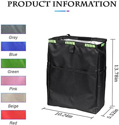 Fekey&JF Foldable Hanging Car Trash Can with Storage Pockets, Red | waterproof lining, hanging strap, Velcro closure, fits most sedans, SUVs, and trucks, car interior accessories - Image 2