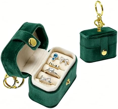 Ring Bearer Pillow Box for Dog Collar, Velvet Wedding Mini Ring Holder Pouch for Pet, Travel Ring Earrings Storage Box for Proposal Engagement Wedding Ceremony Party (Green) - Image 4