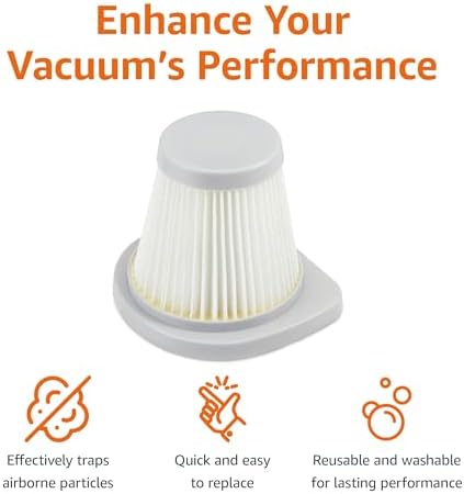 Amazon Basics Washable Replacement Filters for 2-in-1 Corded Stick Vacuum Cleaner ONLY (not for Other Models), 4-Pack, White - Image 2