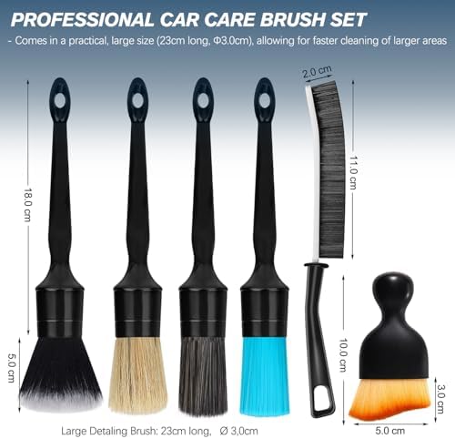 Car Detailing Brushes Set, 8-Piece Auto Detail Cleaning Brush Tool Kit in Soft/Middle/Hard, Crevice Brush, Dust Brush for Car Interior & Exterior, Leather, Air Vents, Emblems, Wheels Wash & Care - Image 2
