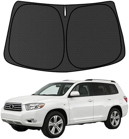 Highlander Customized Windshield Sun Shade for 2008 2009 2010 2011 2012 2013 Highlander Front Window Sunshade Visor Protector Foldable Blocks UV Rays Keep Car Cooler Accessories by aatoppus