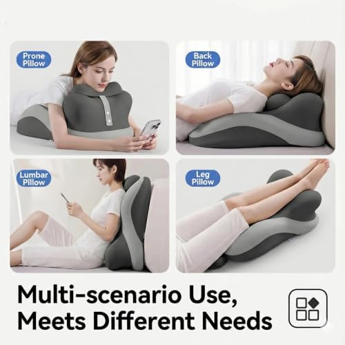 27 Degree Incline Memory Foam Wedge Pillow, Ergonomic Body Position Helper Cushion for Couples, Multi Purpose Bed Wedge for Reading Back Support and Leg Elevation,Beige - Image 2