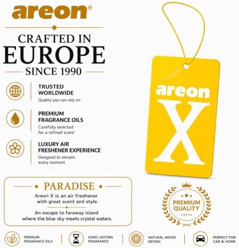 AREON X Paradise Yellow Fresh Paper Hanging Car Air Freshener - Pack of 12 - Image 6