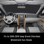 Windshield Sun Shade for Jeep 2005-2010 Grand Cherokee Accessories (OEM Size) Auto Interior Front Window Sun Visor Heat Protection - Image 2