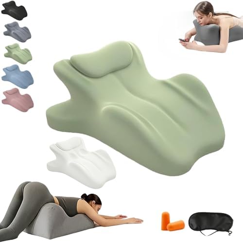 Memory Foam Couples Pillow, Reading Pillow for Bed, NeckPillow, 27° Lift Ergonomic Cushion for Intimacy Waterproof Posture Support Cushion for Sleeping Reading Relax(Green,23"x18"x15") by Unknown