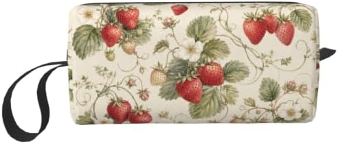 Strawberry Small Makeup Bag, 600D Oxford Cosmetic Pouch for Women | Strawberry Cosmetic Bag, Double-Sided Printed Toiletry Pouch with Foam Padding for Women, Travel, Gym, Weekend and Daily by OLUSENMO