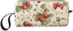 Strawberry Small Makeup Bag, 600D Oxford Cosmetic Pouch for Women | Strawberry Cosmetic Bag, Double-Sided Printed Toiletry Pouch with Foam Padding for Women, Travel, Gym, Weekend and Daily by OLUSENMO