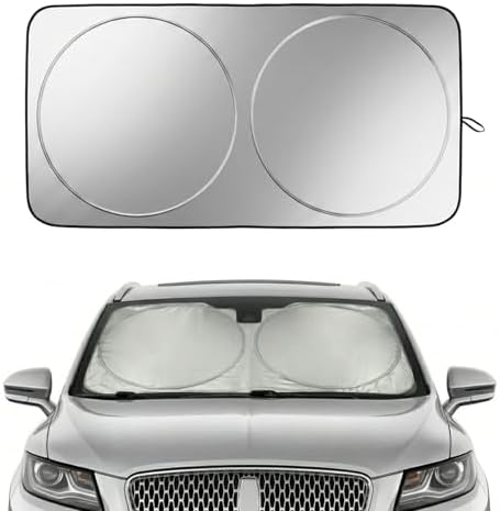 Windshield Sun Shade for Cadillac SRX 2010-2025 & Lincoln MKC 2015-2019 / MKX 2007-2018, Front Windshield Sunshade with Full Coverage Reflective Polyester Material Blocks Heat & Sunlight by Nwgl