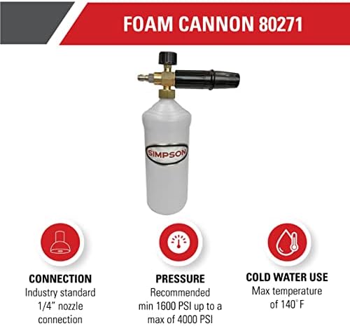 Simpson Pressure Washer Foam Cannon, 1/4" Quick Connect, 1 Liter, 80271 - Image 2