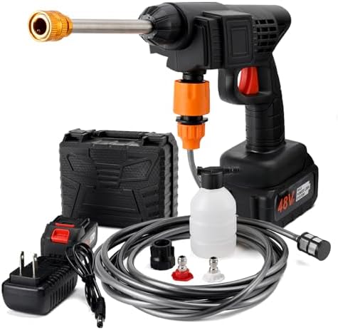Topteng Power Blaster Plus Cordless Portable Electric Water Spray Gun and Hose Car Washer Cleaner Tool for Car Washing, Balconies Windows, Exterior Walls, Floors, Fences, Gardens by Topteng