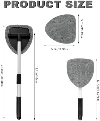 Car Window Cleaner, Car Cleanser Brush, Car Accessories Car Cleaning Supplies Tools, Car Cleaning Kit with Extendable Handle, Microfiber Cloth, Spray Bottle, Fits All Cars (Gray) - Image 3