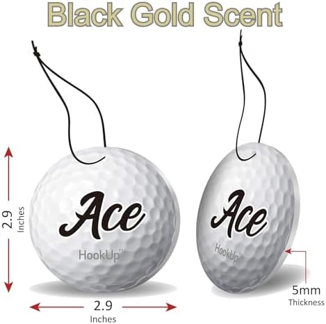 Golf Car Air Freshener by HookUp - 2 Pack - Black Gold Scent (Extra Strong) | Unique Golf Gift for Players, Coach, Fans | Hanging Car Accessory with Long Lasting Fresheners Smell - Image 2
