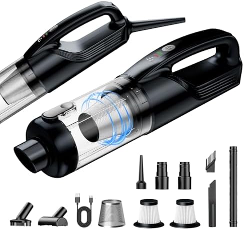 Handheld Vacuum Cordless, 17000Pa Car Vacuum Portable Cordless with Brushless Motor, 2-in-1 Vacuum Cleaner with Multi-Nozzles & Washable Filters, 2 Suction Modes for Home, Car, Office, Pet Hair by A9life
