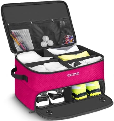 YOREPEK Golf Gifts for Men, 2 Layer Golf Trunk Organizer for 2 Pair Shoes | Waterproof Car Trunk Locker with Separate Ventilated Compartment for Balls, Tees, Clothes, Gloves, Birthday Gifts for Golfers - Image 4