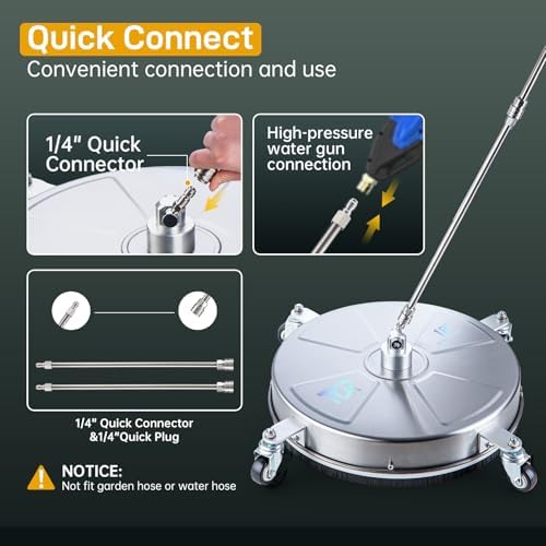TOR 18" Pressure Washer Surface Cleaner with 4 Wheels, Surface Cleaner for Pressure Washer, 2 Extension Wands, 2 Replacement Nozzles, Power Washer Surface Cleaner for Concrete, Driveway - Image 5