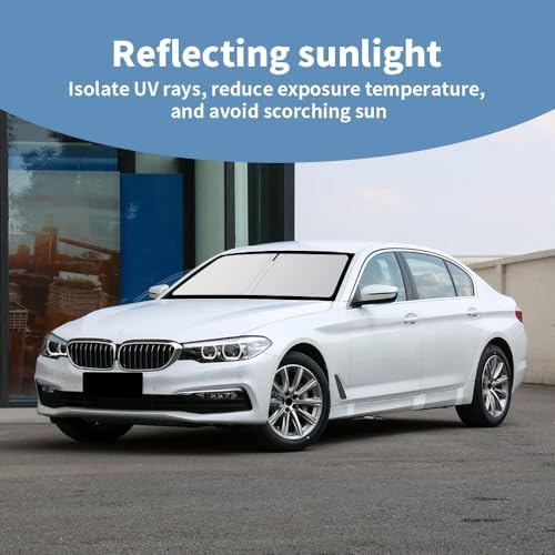 Front Windshield Sun Shade Custom Fit Compatible for BMW 5 Series 528i 535i 530i 525i 540i 520i 530e 545i 550i 535d 2011-2020 Sunshade Foldable UV Ray Reflector Visor Accessories Cover Reflective - Image 2