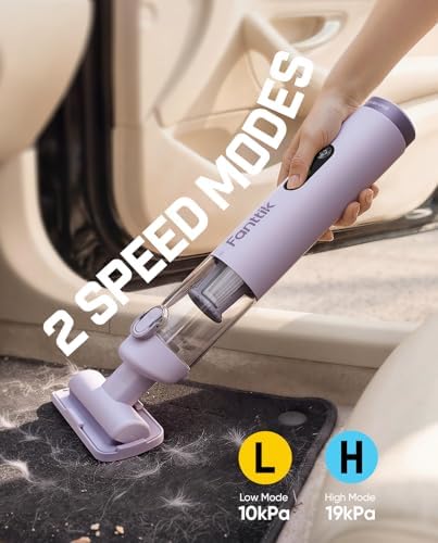 Fanttik Slim V10 Ultra Cordless Car Vacuum, 4-in-1 Portable Mini Vacuum with 19kPa Suction, Freely Combinable Accessories, 2 Suction Modes, Handheld Vac for Car, Small Jobs, Keyboard, Office(Purple) - Image 6