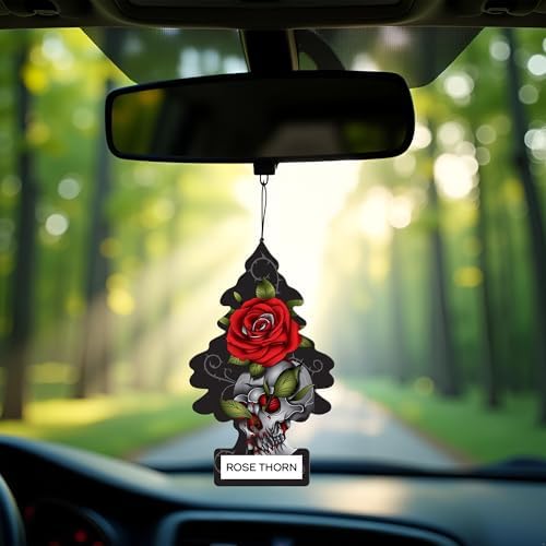 Little Trees Car Air Freshener | Hanging Paper Tree for Home or Car | Rose Thorn | 6 Pack - Image 4