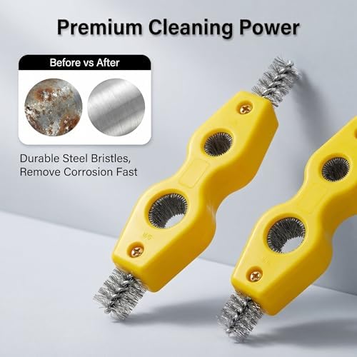 2 PCS Car Terminal Cleaner Spray, 4-in-1 Terminal Post Cleaner Brush with Steel Wire, Cleaning Tool for Terminals and Connectors, Universal for Most Cars, Trucks, SUVs (Yellow) - Image 4