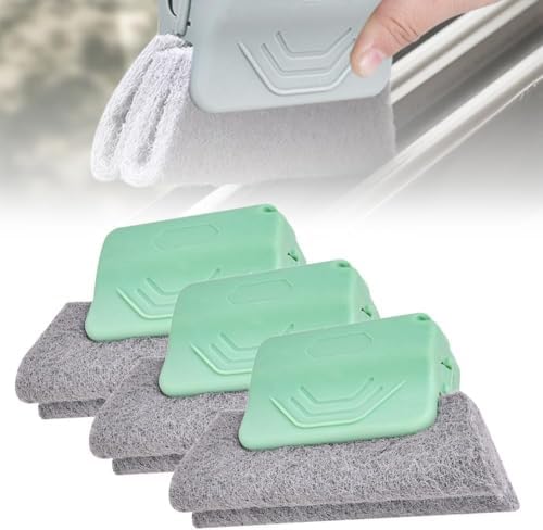 2026 New Magic Window Track Cleaner, 3Pcs Multipurpose Cleaning Brush for Window Grooves, Sliding Door Tracks, Tile Grout Lines, Shutter Slats, Car AC Vents, and Narrow Gaps (Green) by ByCallMax