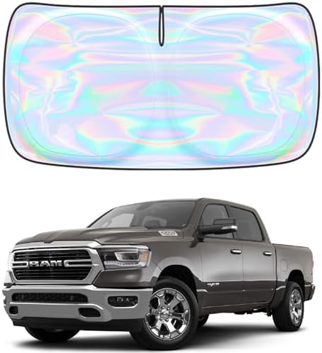 Windshield Sun Shade for Dodge Ram 1500 2019-2024 2025 2026-4 Layers Sunshade Compatible with Dodge Ram 1500 Foldable Front Window Sunshade Sun Visor Protector Block UV Rays Keep Your Car Cooler by Unknown