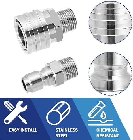 M MINGLE Pressure Washer Adapter Set, 2 Sets 3/8" NPT Quick Connect Fitting (Pack of 2) - Image 4