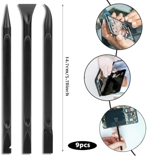 Crevice Cleaning Tool, 9 PCS Carbon Fiber Plastic Scraper Tool Car Detailing Brush Set Non-scratch Multi-purpose Scraper for Clean Small Narrow Spaces and Gaps, Remove Stickers Labels Oil Stains Dirt - Image 4