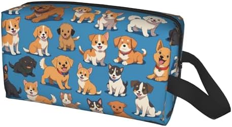 Cute Dogs Print Makeup Bag - Durable 600D Oxford Fabric Travel Cosmetic Bag, Shockproof Foam Padded Toiletry Organizer for Gym & Daily Use 10x6.2x4.9 Inch - Image 2