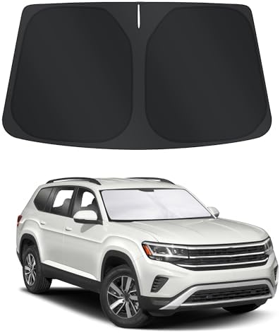 TINGLU Sun Shade for Volkswagen Atlas VW Atlas Cross Sport 2018-2025 2026 Accessories Windshield Sun Shade Window Shade UV Rays Protection Sun Visor Cover with Steering Wheel Sunshade Storage Bag by TINGLU