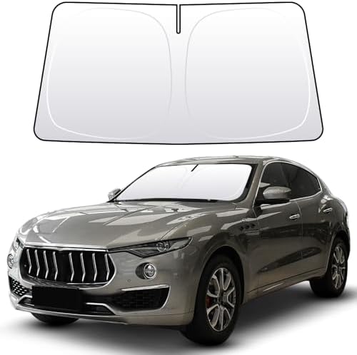 Front Windshield Sun Shade Custom Fit Compatible for Maserati Levante 2017-present Sunshade Foldable UV Ray Reflector Sun Visor Protector Shield Cover Reflective (for Maserati Levante 2017-present) by akarin