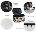 Brown Cow Print Makeup Bag for Women Lightweight Travel Makeup Bag With Handle Womens Cosmetic Makeup Organizer Vanity Case for Holiday Trip - Image 5