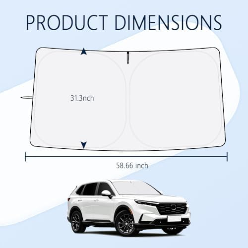 Car Windshield Sun Shade Compatible with Honda CRV 2023-2026,Oxford Cloth Sun Shade for Car Windshield with Foldable Design,Windshields Cover Suns Shades for Blocking Heat with Storage Bag - Image 2