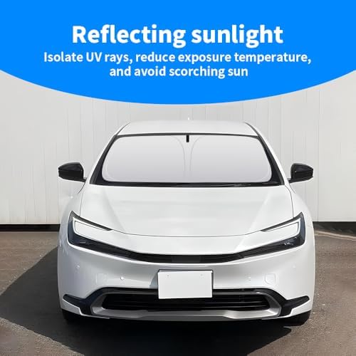 Front Windshield Sun Shade Custom Fit Compatible for Toyota Prius XW60 2023-present Sunshade Foldable UV Ray Reflector Sun Visor Protector Shield Cover Reflective (for Prius XW60 2023-present) - Image 2
