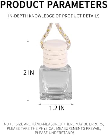 5 Pack 8 ml Empty Hanging Car Diffuser Bottles, Square - Image 3
