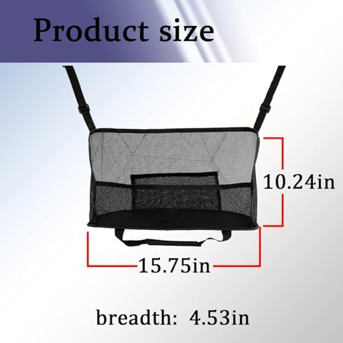 Car Net Pocket Handbag Holder, Organizer Mesh Bag Between Seats, Driver Storage Netting Pouch for Handbag Purse, Universal Accessory for Women and Men, Pet/Kids Car Barrier (Black) - Image 2