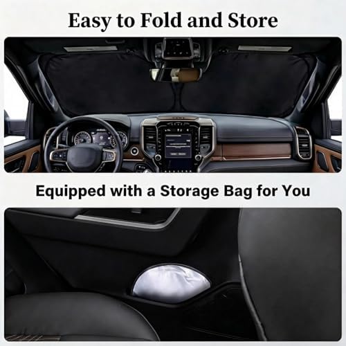 for Dodge RAM 2019-2025 2026 - Sunshade for Ultimate Heat & UV Protection, Foldable Front Windshield Sun Shade for RAM1500 2Dr RegularCab 4Dr QuadCab CrewCab MegaCab Pickup Sun Visor Car Accessories - Image 4