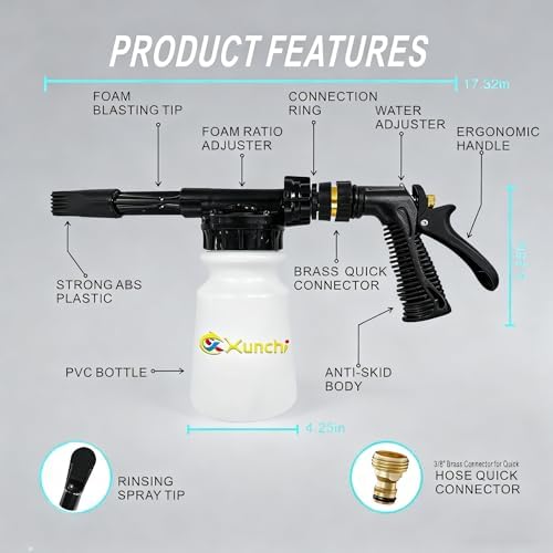 Foam Gun Car Wash Gun, Foam Blaster Equips 3/4" Universal Garden and Quick Connector (Connects to Any Garden Hose) for Watering Plants, Lawn, Patio, Car Wash, Cleaning - Image 3