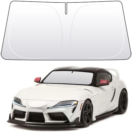 Front Windshield Sun Shade Custom Fit for Toyota Supra 2020-Present Sunshade Foldable UV Ray Reflector Sun Visor Protector Accessories Shield Cover Reflective (for Toyota Supra 2020-Present) by akarin