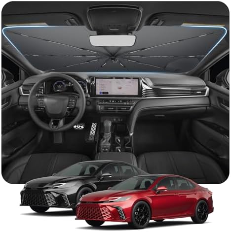 for 2025-2026 Toyota Camry Windshield Sunshade Umbrella Custom Fit Windshield Sun Protector, 6-Layer Heat-Resistant Fabric, Ultra-Strong Fiberglass Frame, Quick Setup (for 2025-2026 Toyota Camry) by BSTW