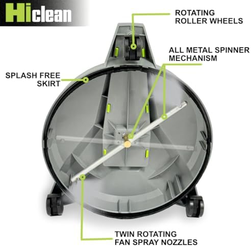 Hiclean 12" Electric Pressure Washer Surface Cleaner with Wheels, Grey - Image 4