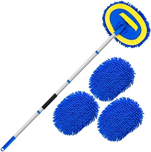 HIPPIH 62" Car Wash Brush kit with Long Handle & 3 Scratch-Free Refill Mitt by HIPPIH