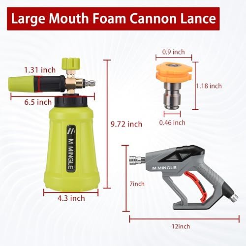 M MINGLE High Pressure Washer Gun Snow Foam Lance, 4000 PSI, 1 Liter - Image 2