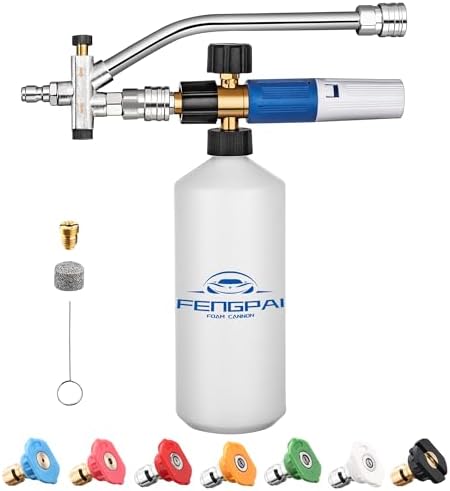 FENG PAI Pressure Washer Foam Cannon with Dual Connector Accessory & 7 Power Washer Sprayer Nozzles, Double Tip Attachment For Soap Cannon, 1/4" Quick Connect, 3600 PSI by FENGPAI