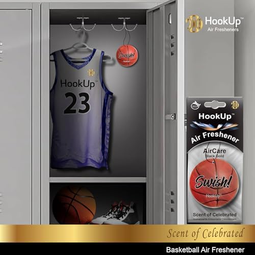 Basketball Car Air Freshener by HookUp - 4 Pack - Black Gold Scent (Extra Strong) | Unique Basketball Gift for Players, Coach, Fans | Hanging Car Accessory with Long Lasting Fresheners Smell - Image 6