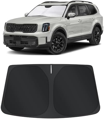 TINGLU Sun Shade for Kia Telluride 2020-2024 2025 Accessories Windshield Sun Shade Window Shade UV Rays Protection Sun Visor Cover with Steering Wheel Sunshade Storage Bag by TINGLU