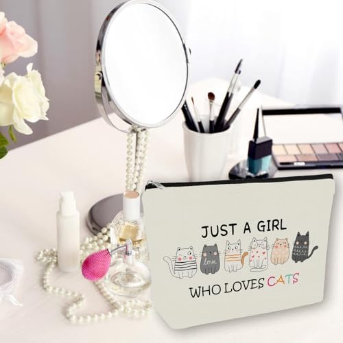 Cat Mom Makeup Bag For Women & Teen Girl Cat Lover Gifts: Cosmetic Bag & Toiletry Pouch Just A Girl Who Love Cats Themd For Mom, Daughters, Friends.Ideal Gifts For Travel, Birthdays. - Image 2