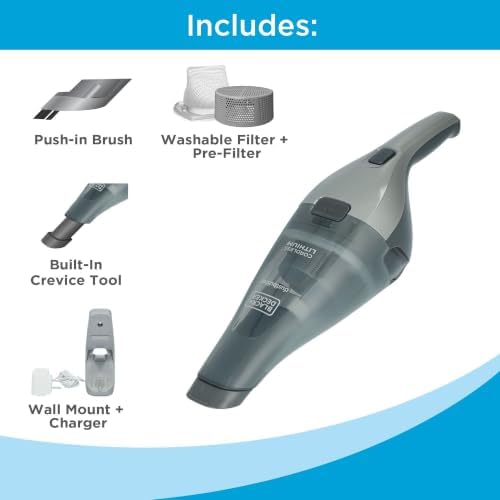 BLACK+DECKER dustbuster Handheld Vacuum, 8V Cordless, Hand Vacuum for Quick Cleanup with Crevice Tool and Washable Filter (HNVC220BCZ01) - Image 2